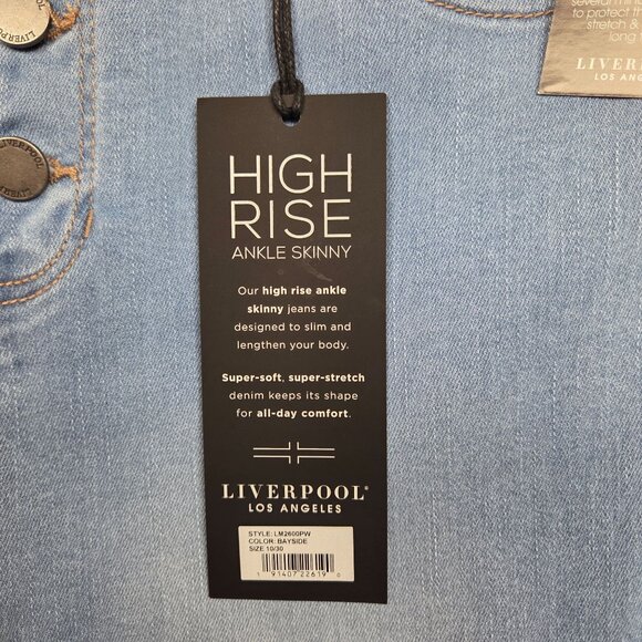 Liverpool High Rise Ankle Jeans Womens 10 Fray Hem High Rise Button Fly - Picture 10 of 12
